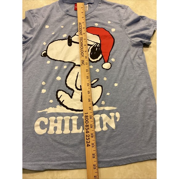 Peanuts Snoopy Chillin' Blue Graphic T-Shirt SS Sz S Cartoon Cosplay - Picture 7 of 7